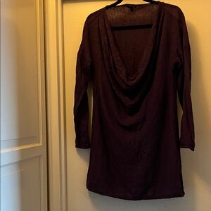 Eileen Fisher 💯 % baby alpaca purple draped LS sweater top
